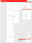 Jim Wells County Wall Map Red Line Style